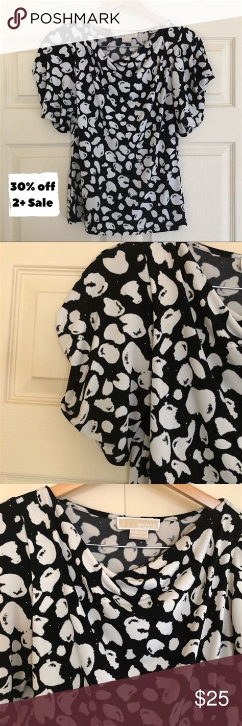 michael kors black white blouse